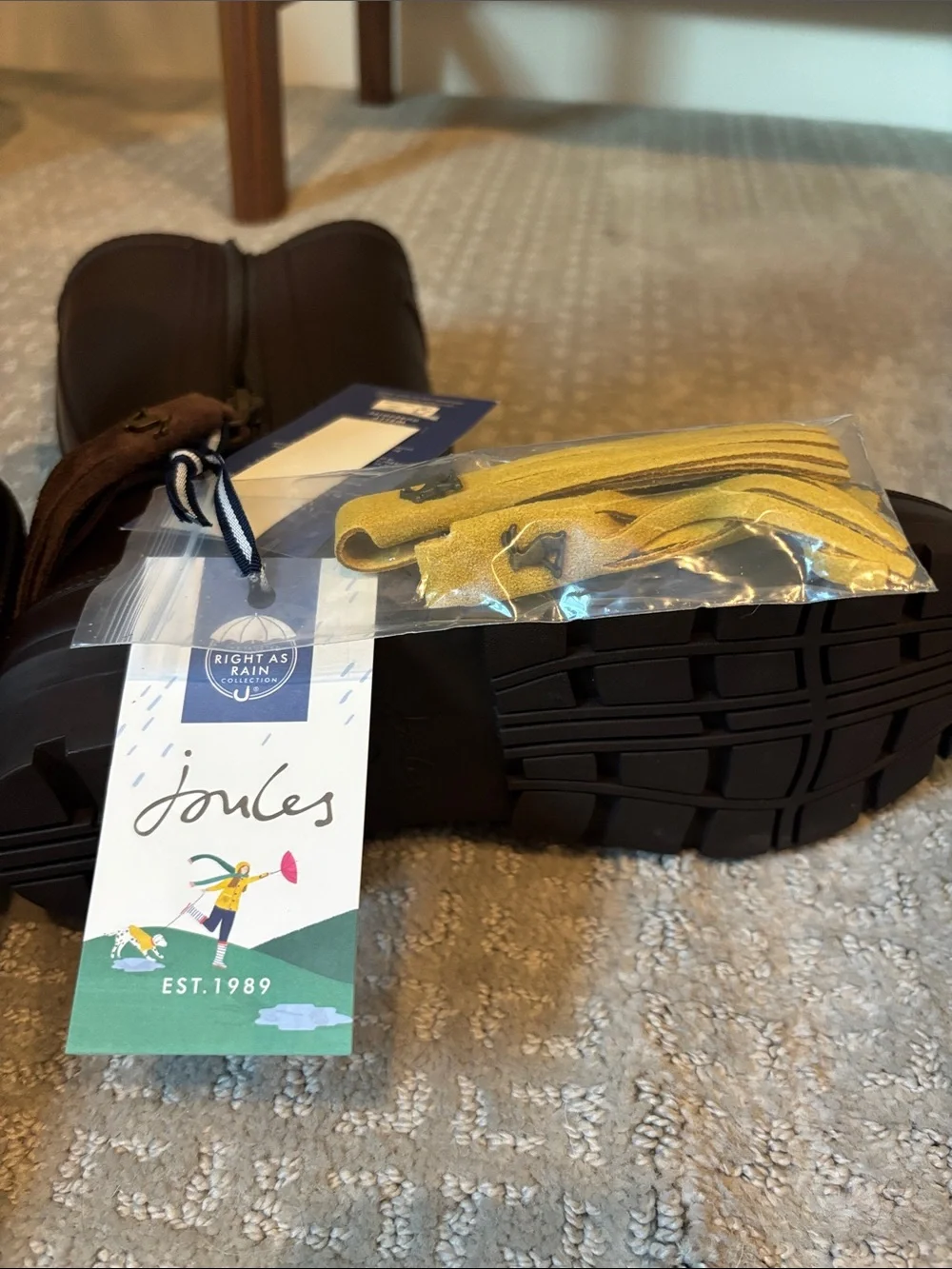Joules Rosalind Dark Brown Rubber Boots Wellies Size Woman’s 8, EU 39 NWT